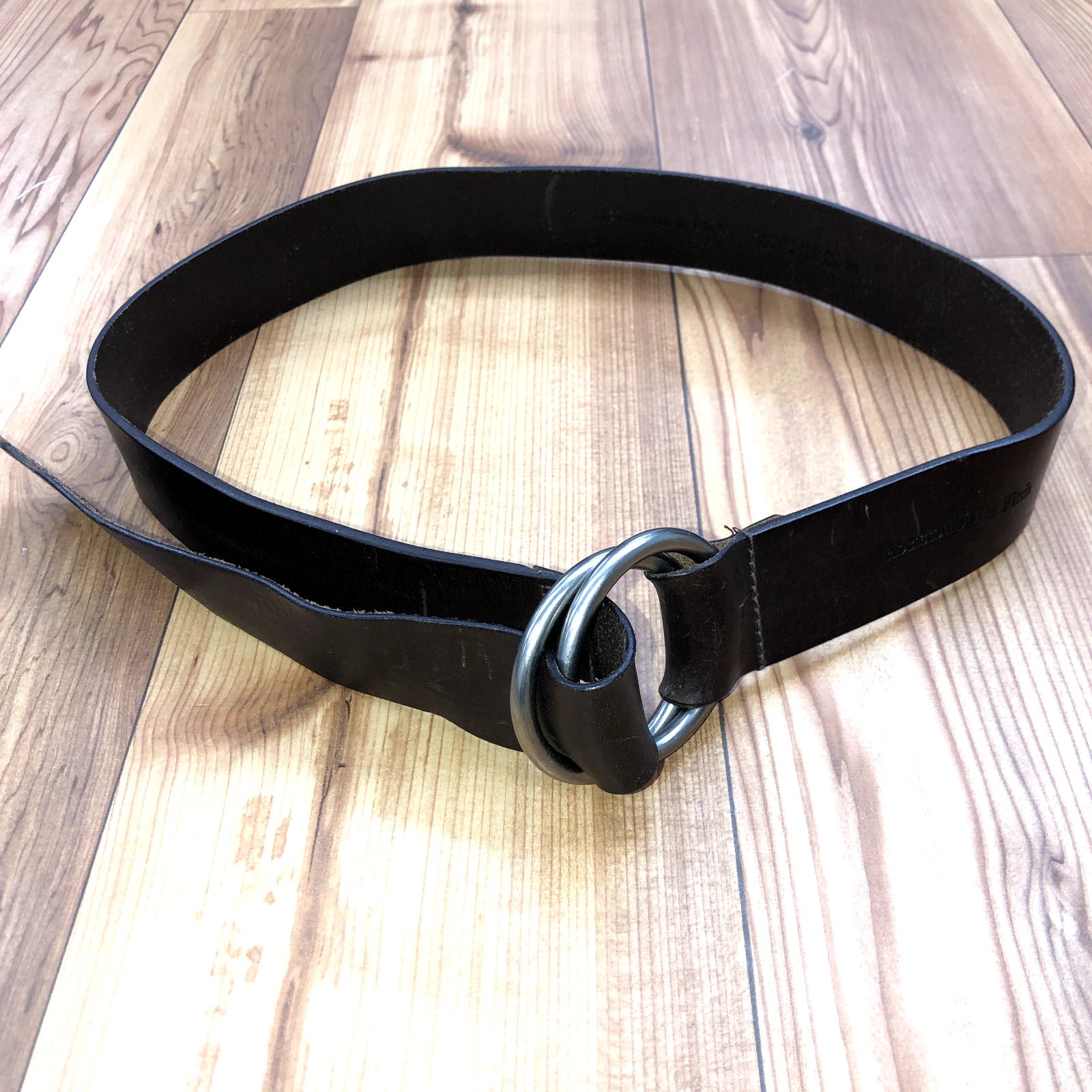 Abercrombie and Fitch Chocolate Brown Leather Silver Double O Ring Belt Size M