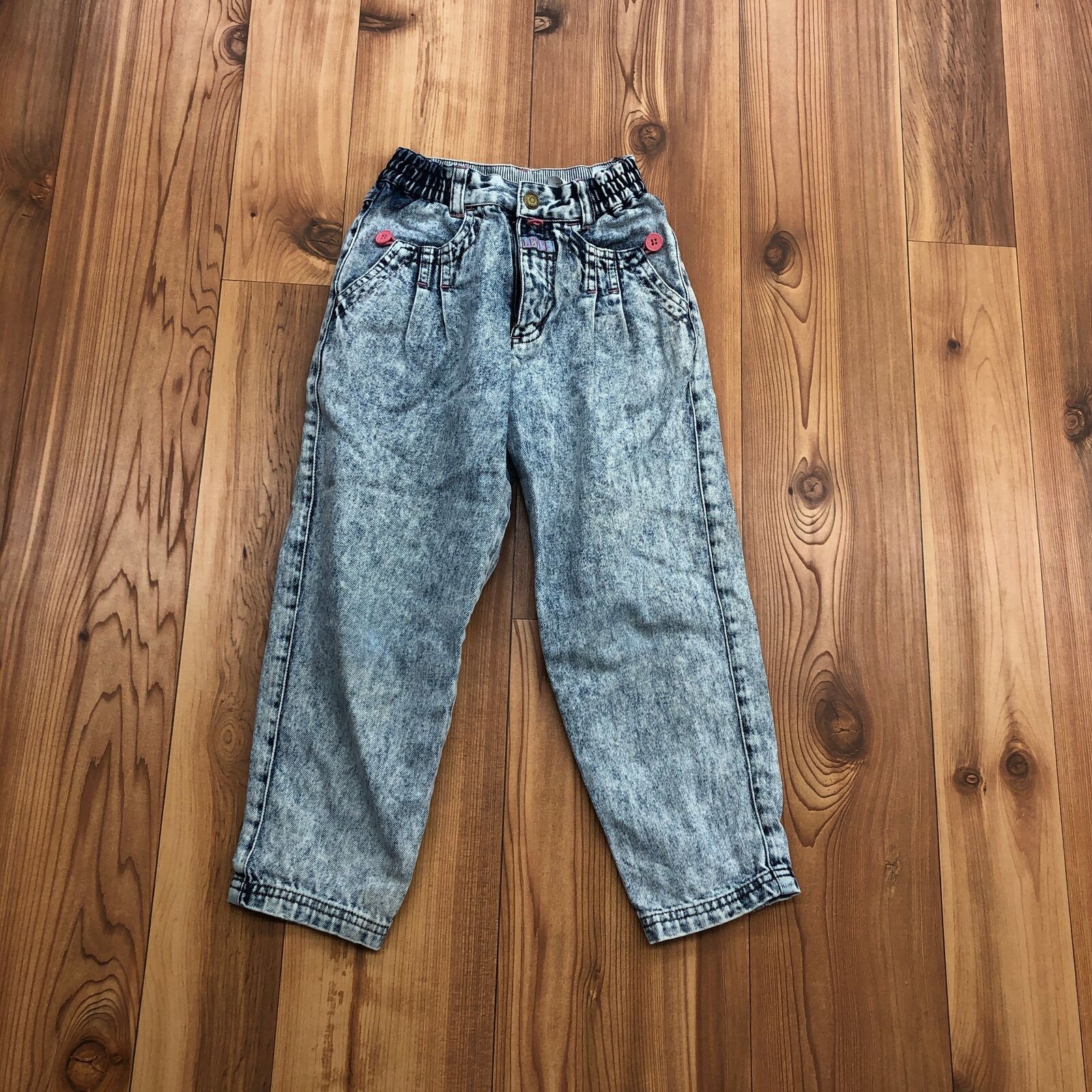 Levi's Blue Denim Little Levi's Pink Trim Elastic Waist Jeans Youth Girls Size 6