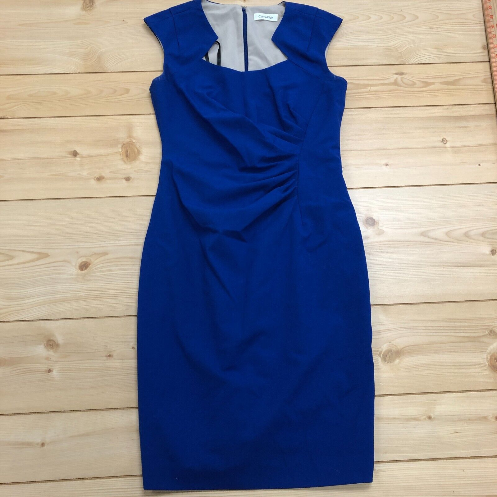 Calvin Klein Blue SheathFitted Sleeveless Cotton Blend Classic Dress Women's 4