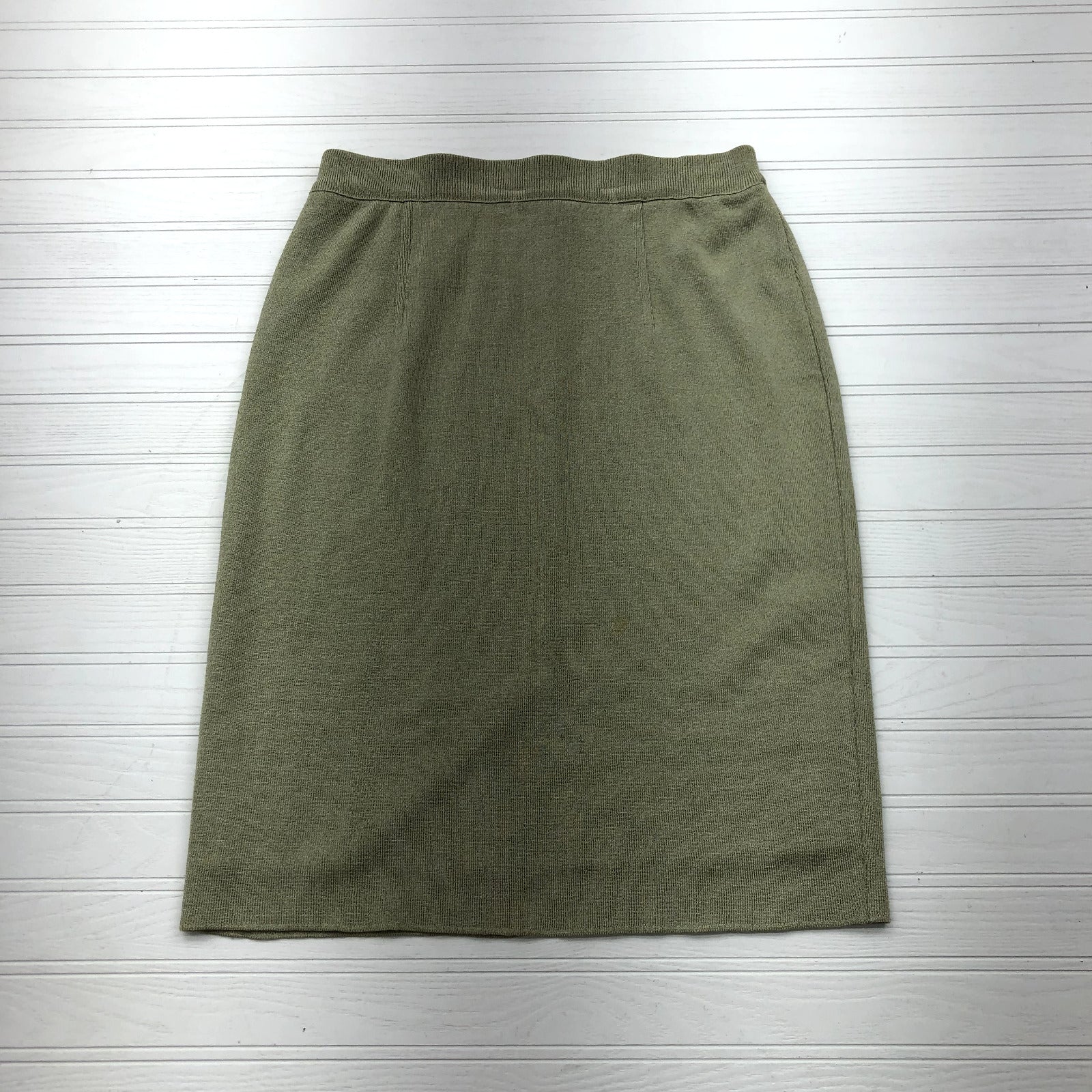 Vintage GISPA Green Tight Knit Lined Pencil Skirt With Back Slit Womens Size 10