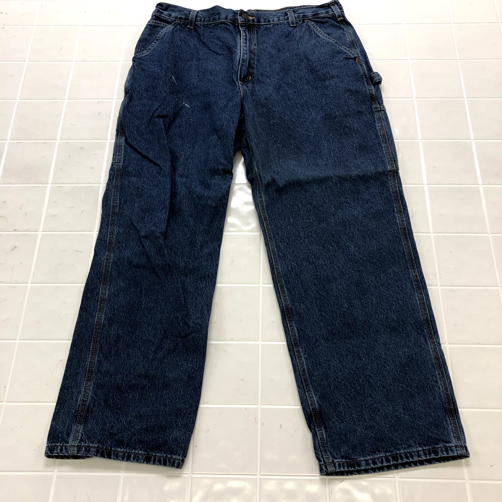 Vintage Carhartt Blue Denim Straight Carpenter Cotton Jeans Adult Size 36X38