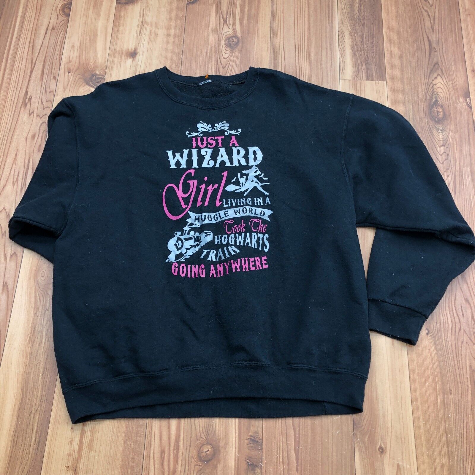 Harry Potter Black Graphic Print Crewneck Pullover Sweatshirt Adult Size XL