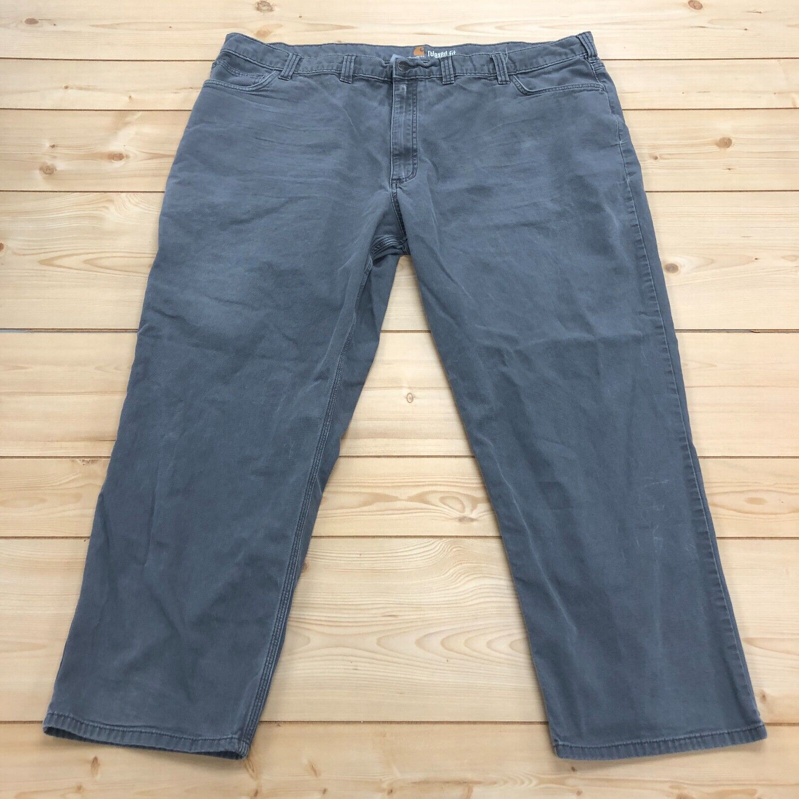 Carhartt Grey Flat Front Relaxed Fit Straight Leg Mid Rise Jeans Men Size 48x30