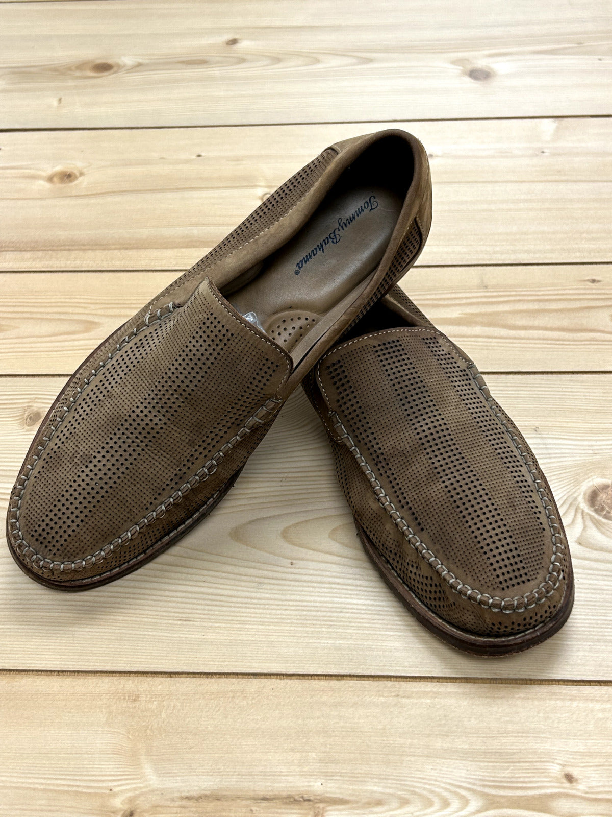 Tommy Bahama Felton Loafer Shoe Tan Toe Slip On Perforated Brown Mens Size 10
