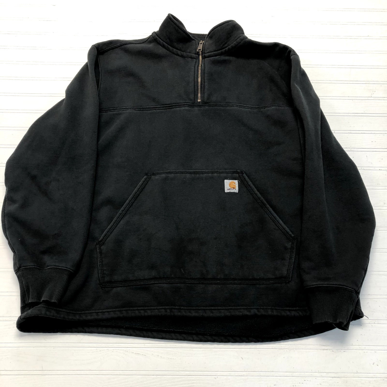 Carhartt Black Original Fit 1/4 Zip Long Sleeve Pullover Sweatshirt Men Size 2XL