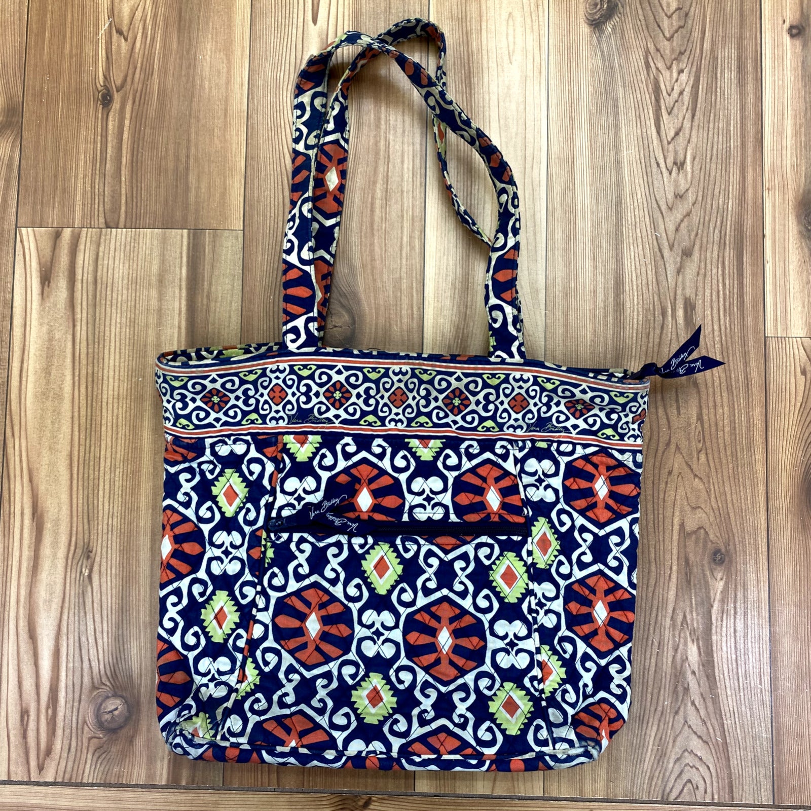 Vera Bradley Blue Indian Whimsical Pattern Top Handle Purse Bag Standard Size