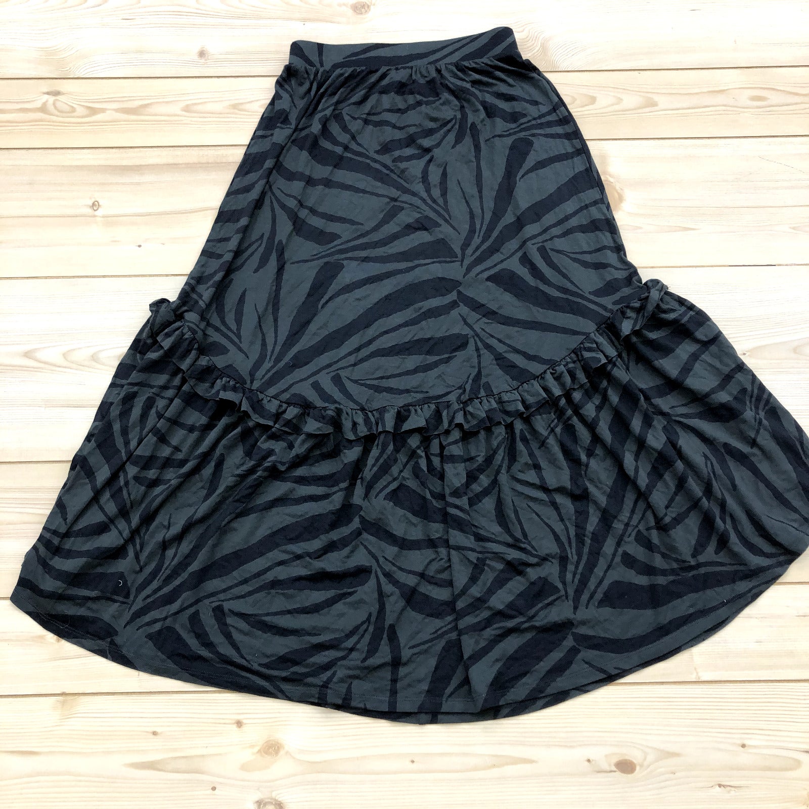 NEW Z Supply Black Zebra Print Elastic Ruffled A-line Skirt Women's Size XS