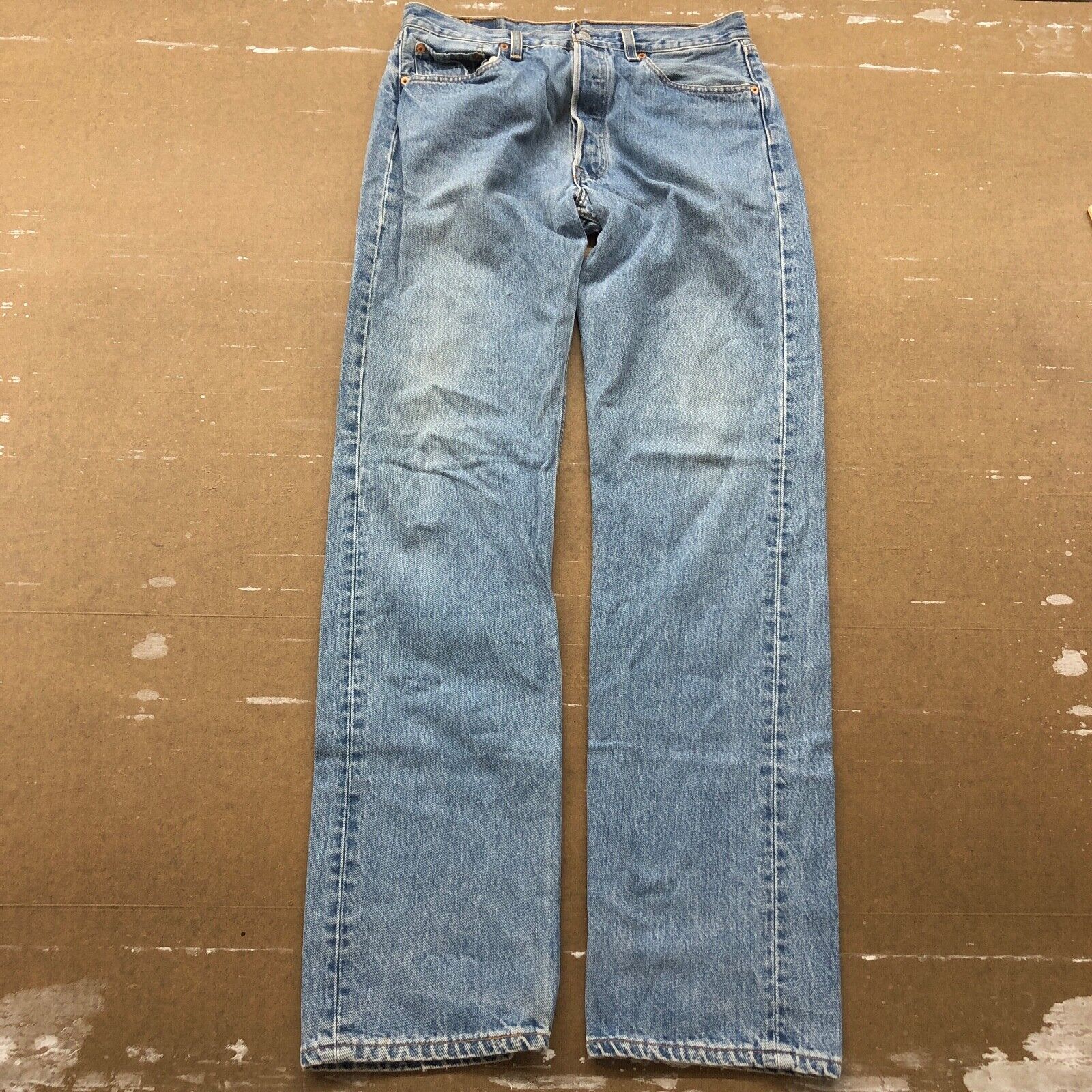 Vintage Levi 501  Blue Cotton Button Fly Straight Leg Jeans Adult Size W33XL36