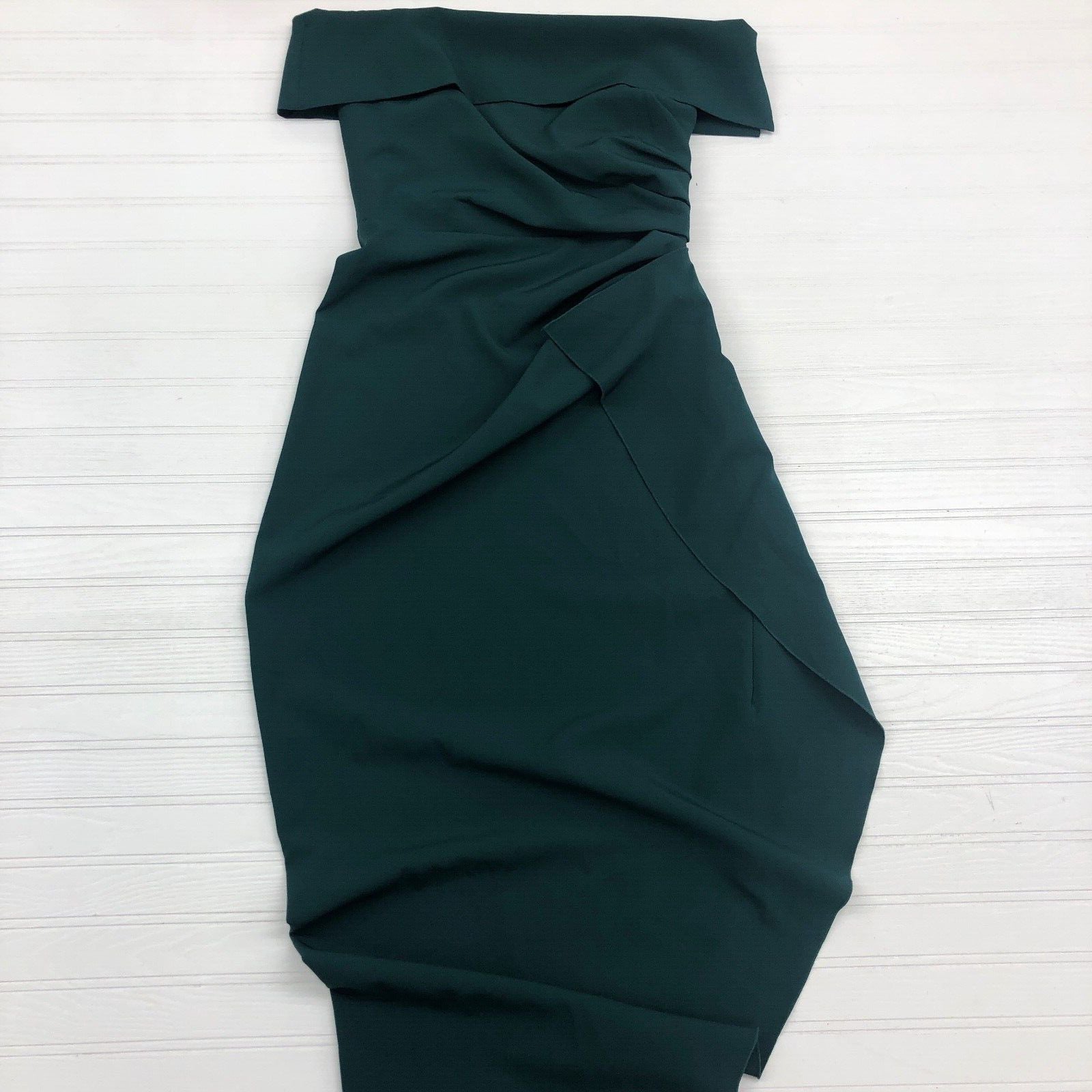 Vince Camuto Green Off Shoulder Asymmetrical Dress Women's Petite Size 6P New