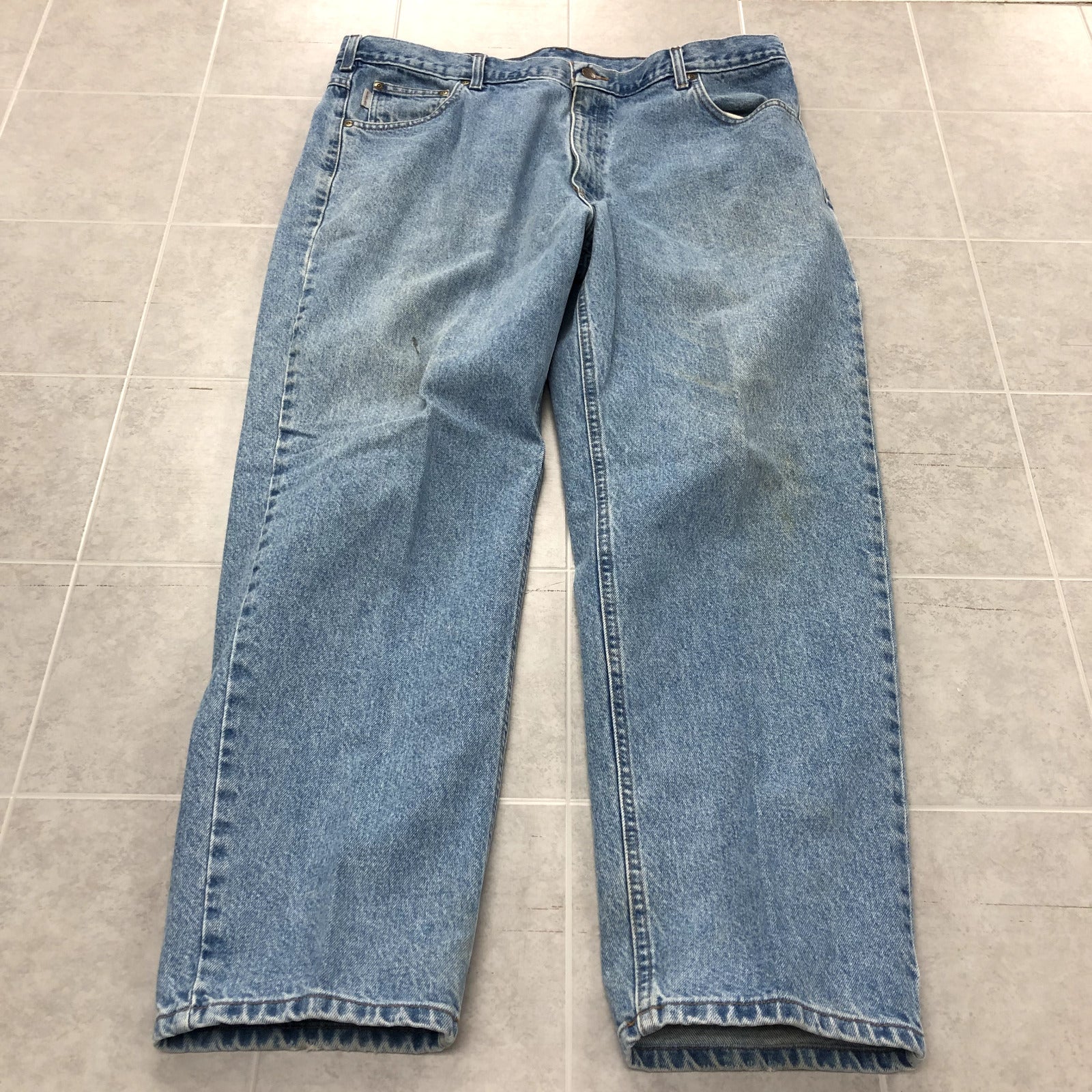 Vintage Carhartt Blue High-Rise Straight Legged Jeans Adult Size 42 x 30