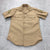 Vintage Beige Short Sleeve Button Up Pocketed Military Shirt Adult Size S